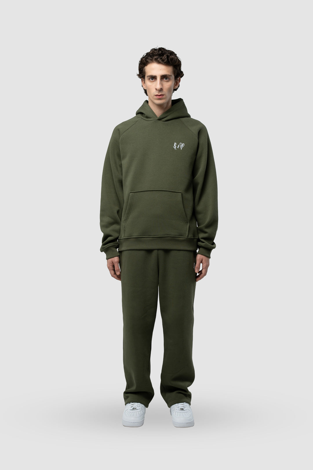 BASIC OLIVE GREEN TRACKSUIT WITH HOODIE