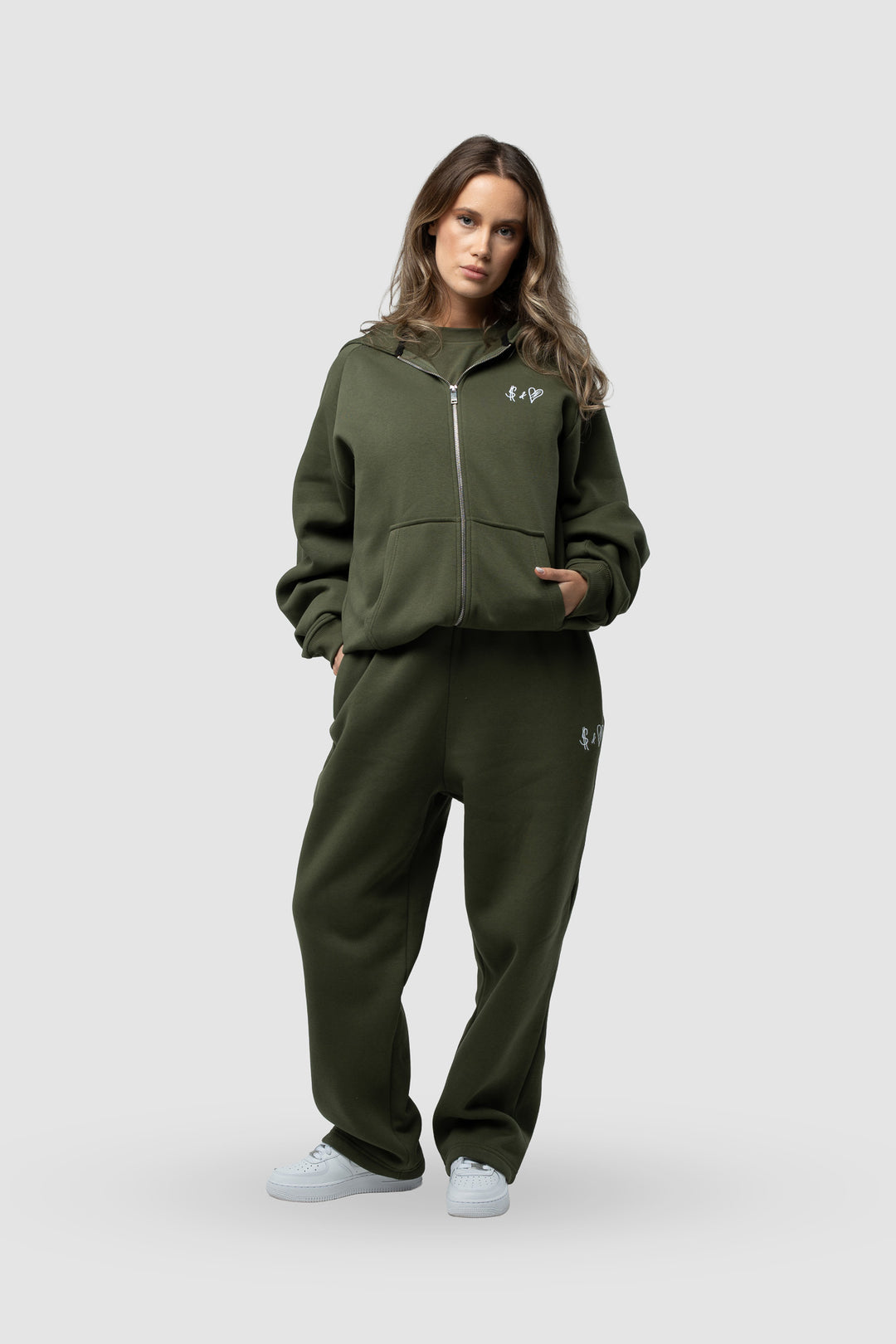 BASIC OLIVE GREEN ZIP-HOODIE