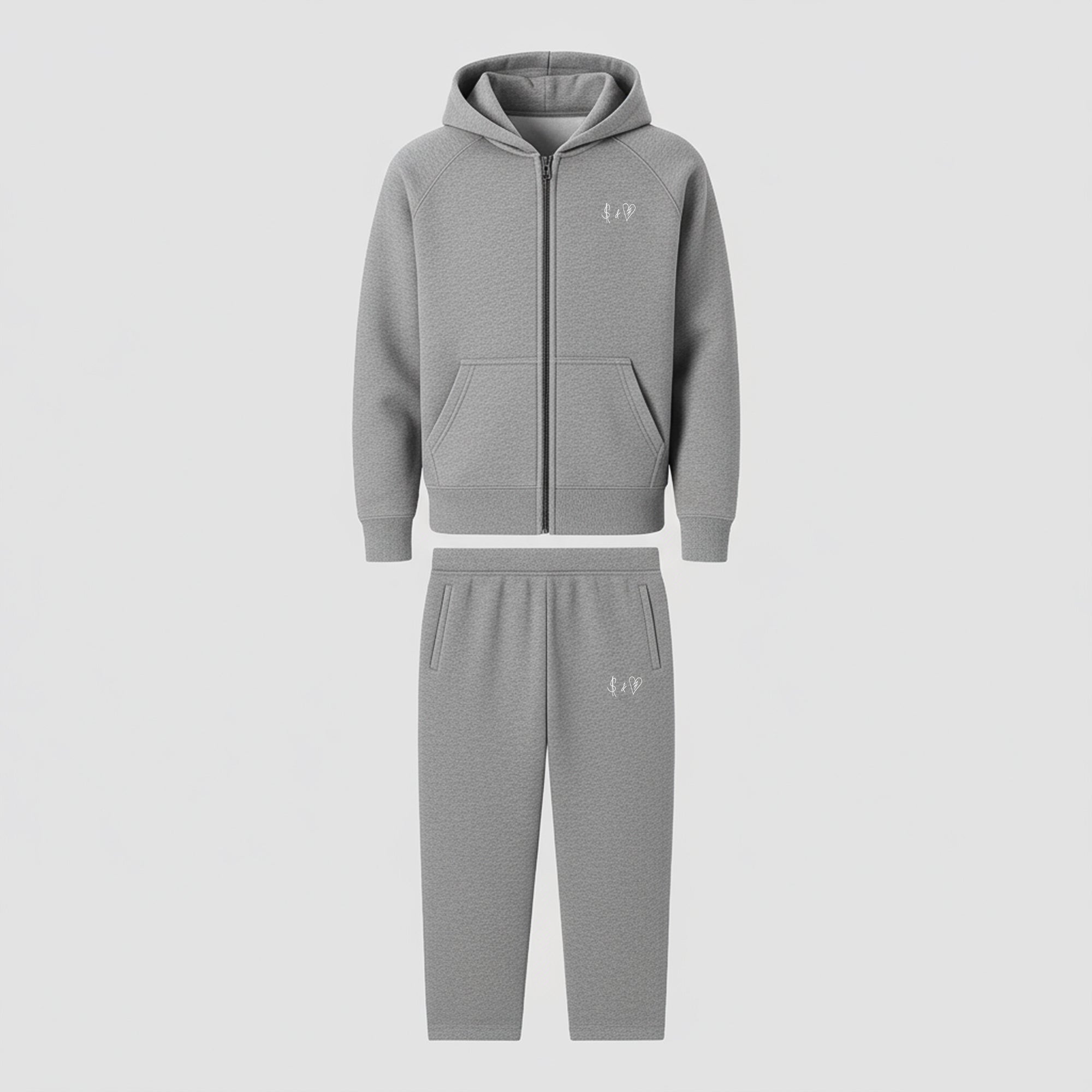BASIC DARK GREY TRACKSUIT WITH ZIP-HOODIE