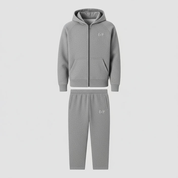 BASIC DARK GREY TRACKSUIT WITH ZIP-HOODIE