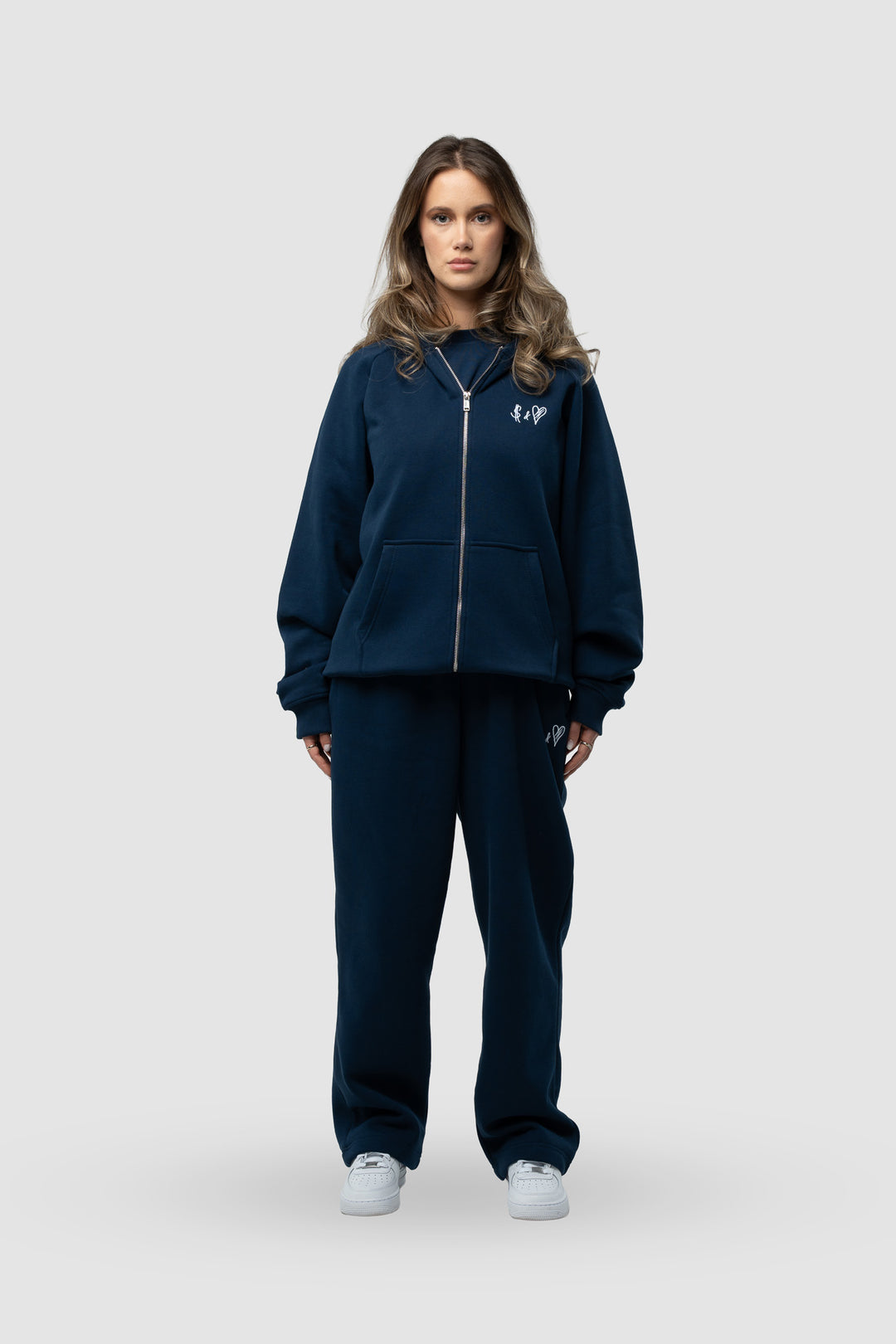 BASIC NAVY BLUE TRACKSUIT WITH ZIP-HOODIE