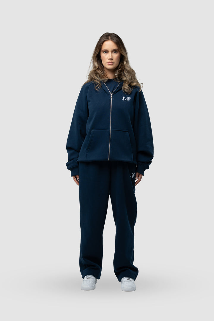 BASIC NAVY BLUE TRACKSUIT WITH ZIP-HOODIE