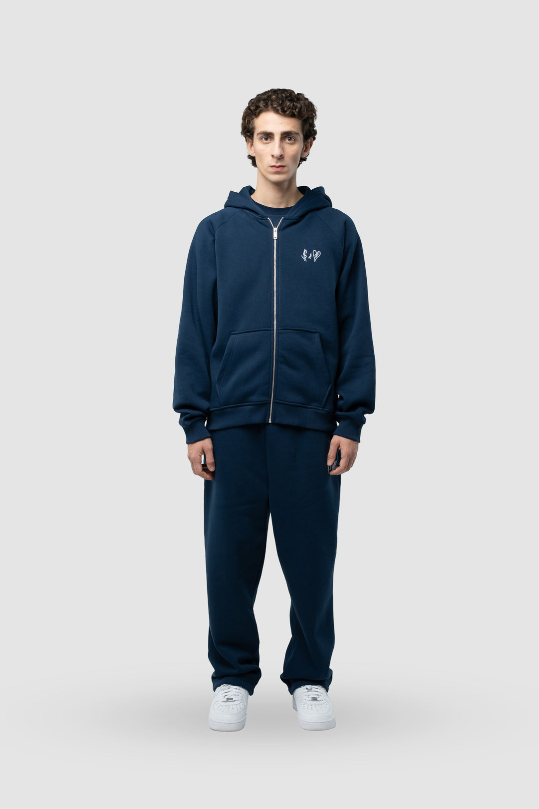 BASIC NAVY BLUE TRACKSUIT WITH ZIP-HOODIE