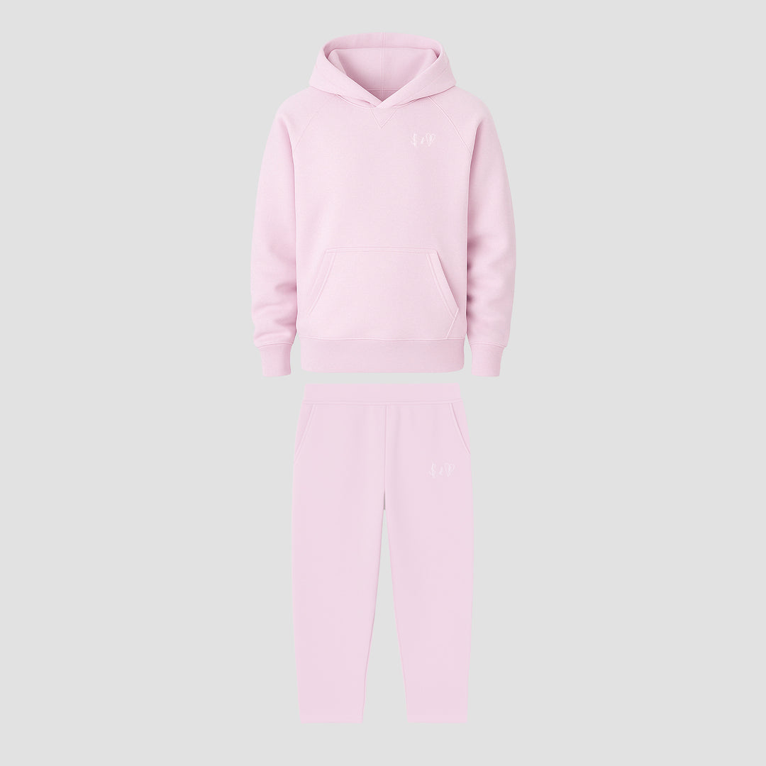 BASIC LIGHT PINK TRACKSUIT WITH HOODIE