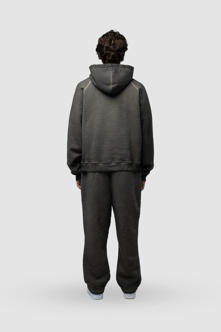 BASIC WASHED BLACK ZIP-HOODIE