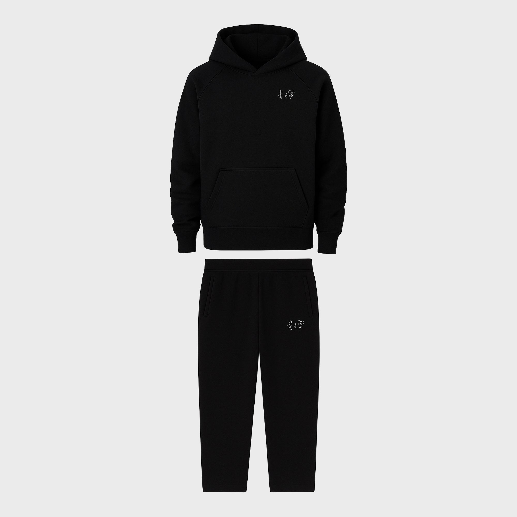 BASIC BLACK TRACKSUIT WITH HOODIE