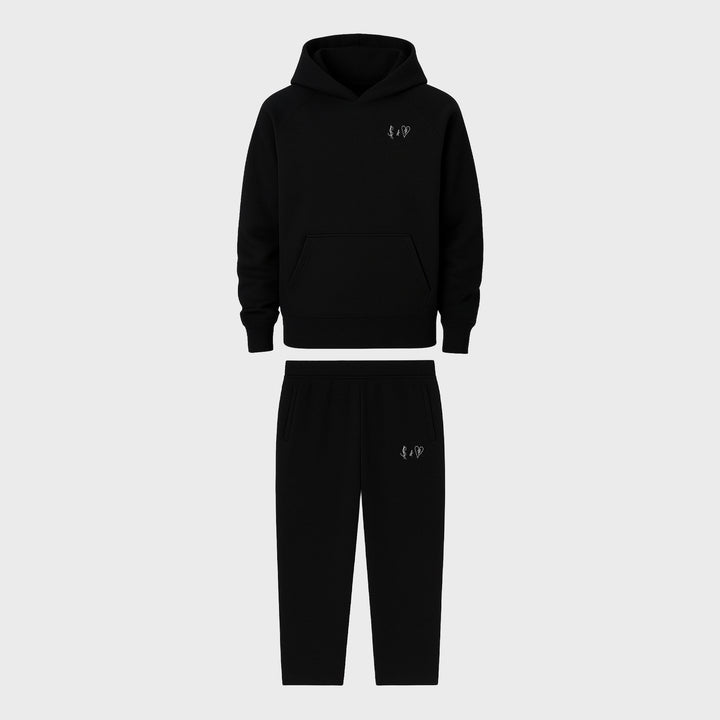 BASIC BLACK TRACKSUIT WITH HOODIE