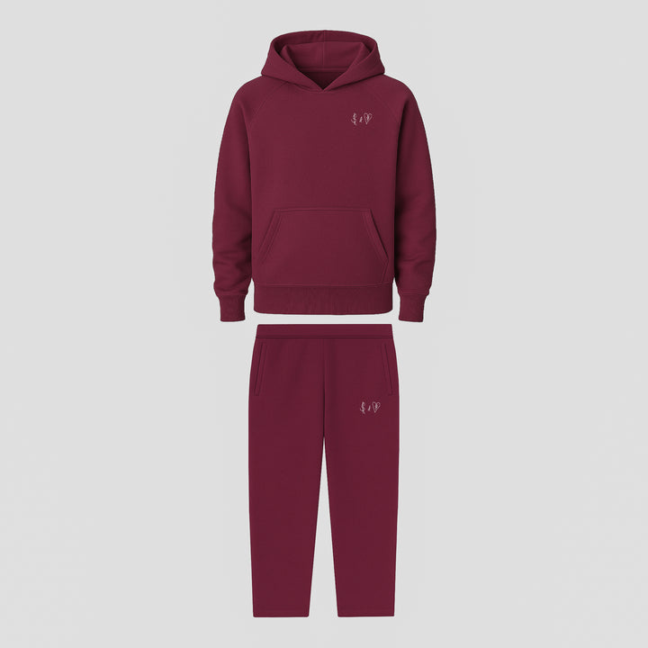 BASIC BORDEAUX RED TRACKSUIT WITH HOODIE