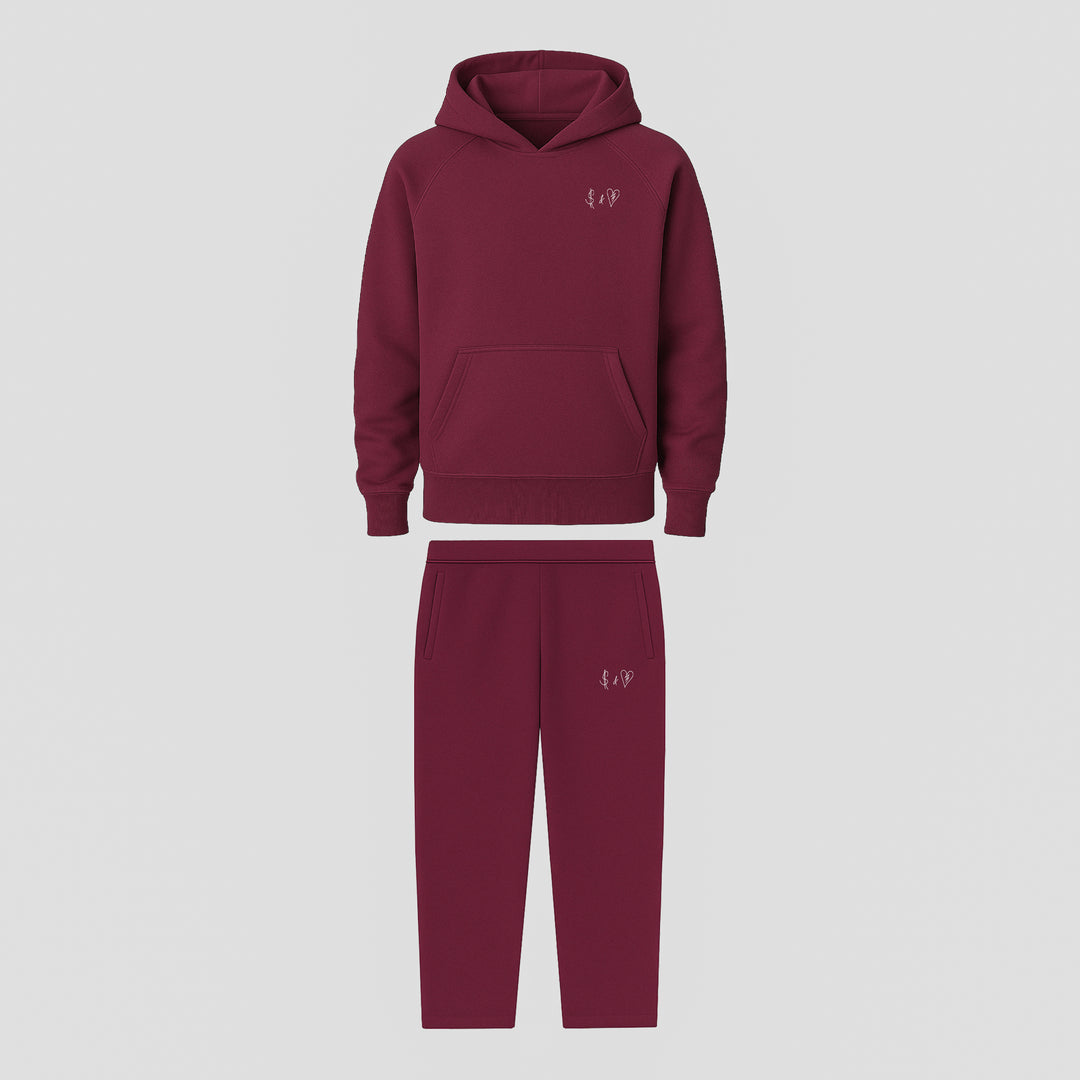 BASIC BORDEAUX TRACKSUIT WITH HOODIE