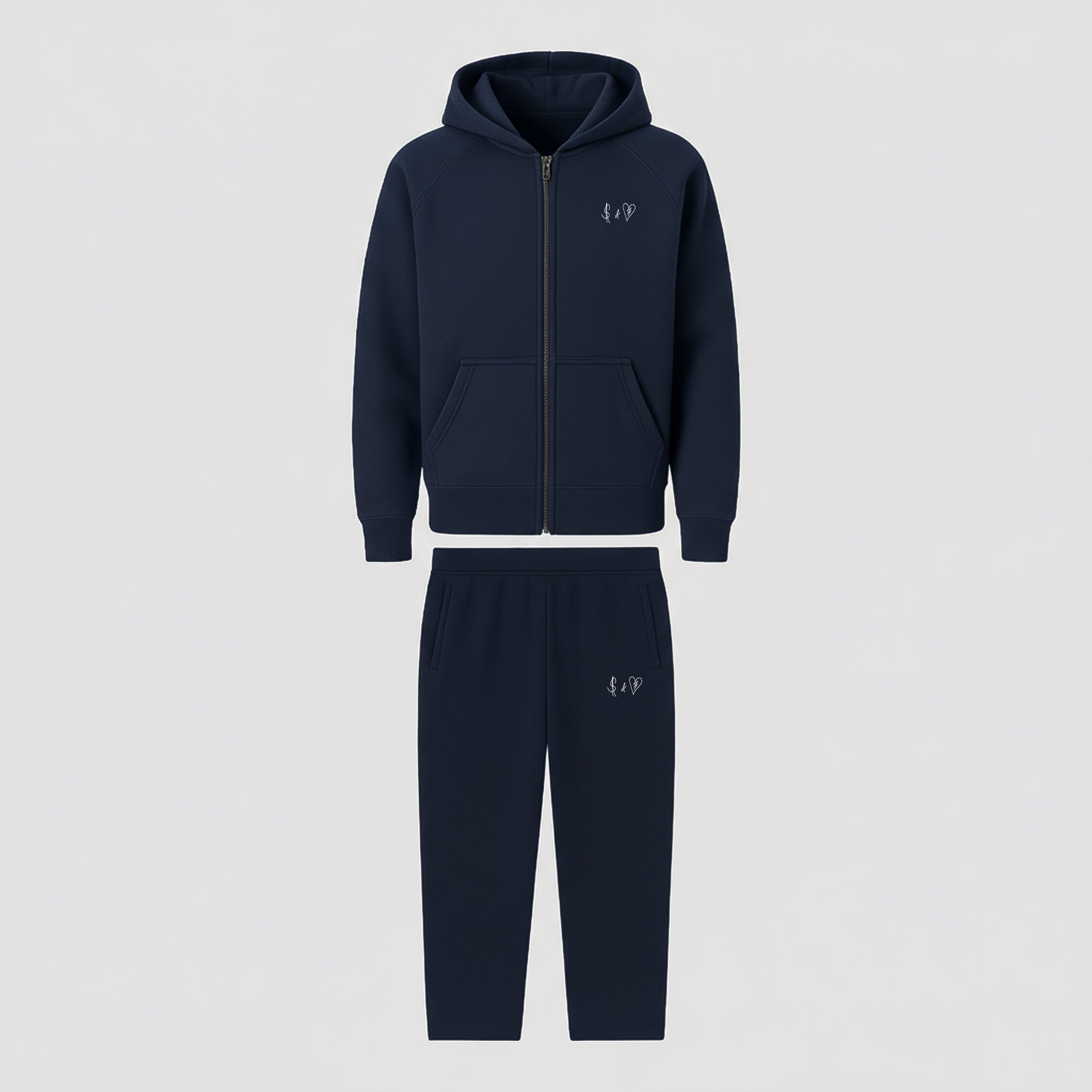 BASIC NAVY BLUE TRACKSUIT WITH ZIP-HOODIE