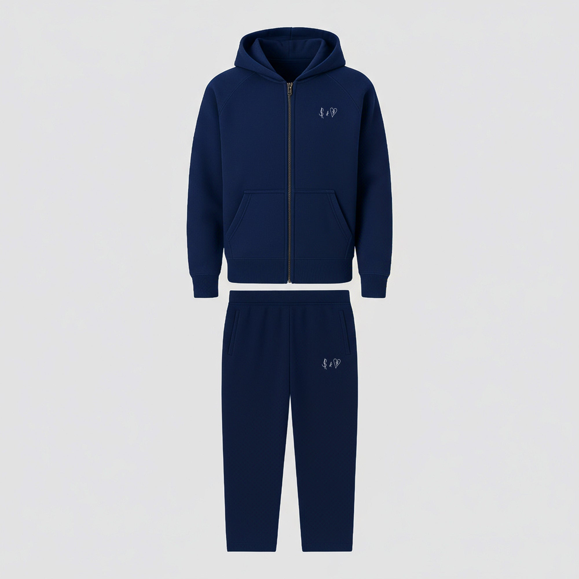 BASIC NAVY BLUE TRACKSUIT WITH ZIP-HOODIE