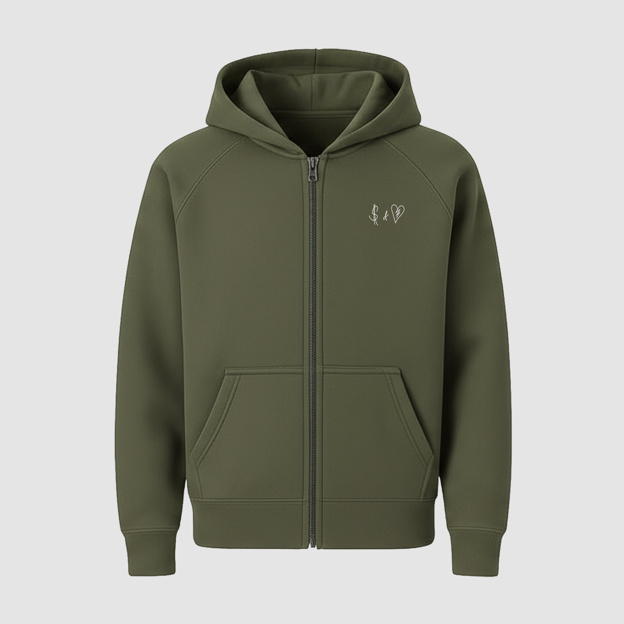 Basic Olive Green ZIP-Hoodie