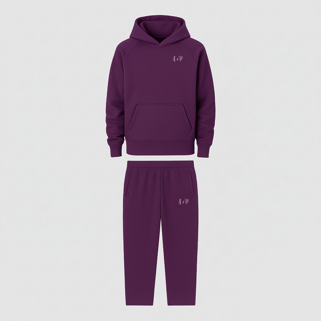 BASIC PLUM TRACKSUIT WITH HOODIE