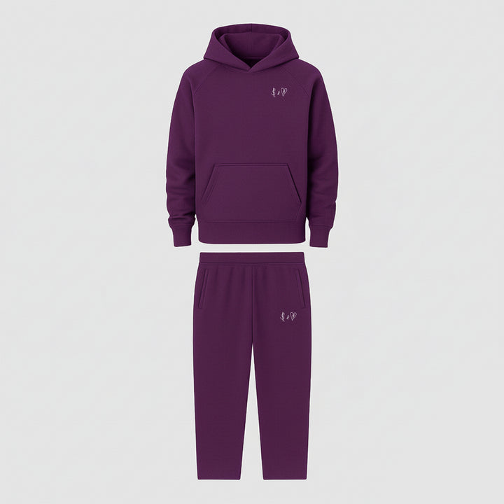 BASIC PLUM TRACKSUIT WITH HOODIE