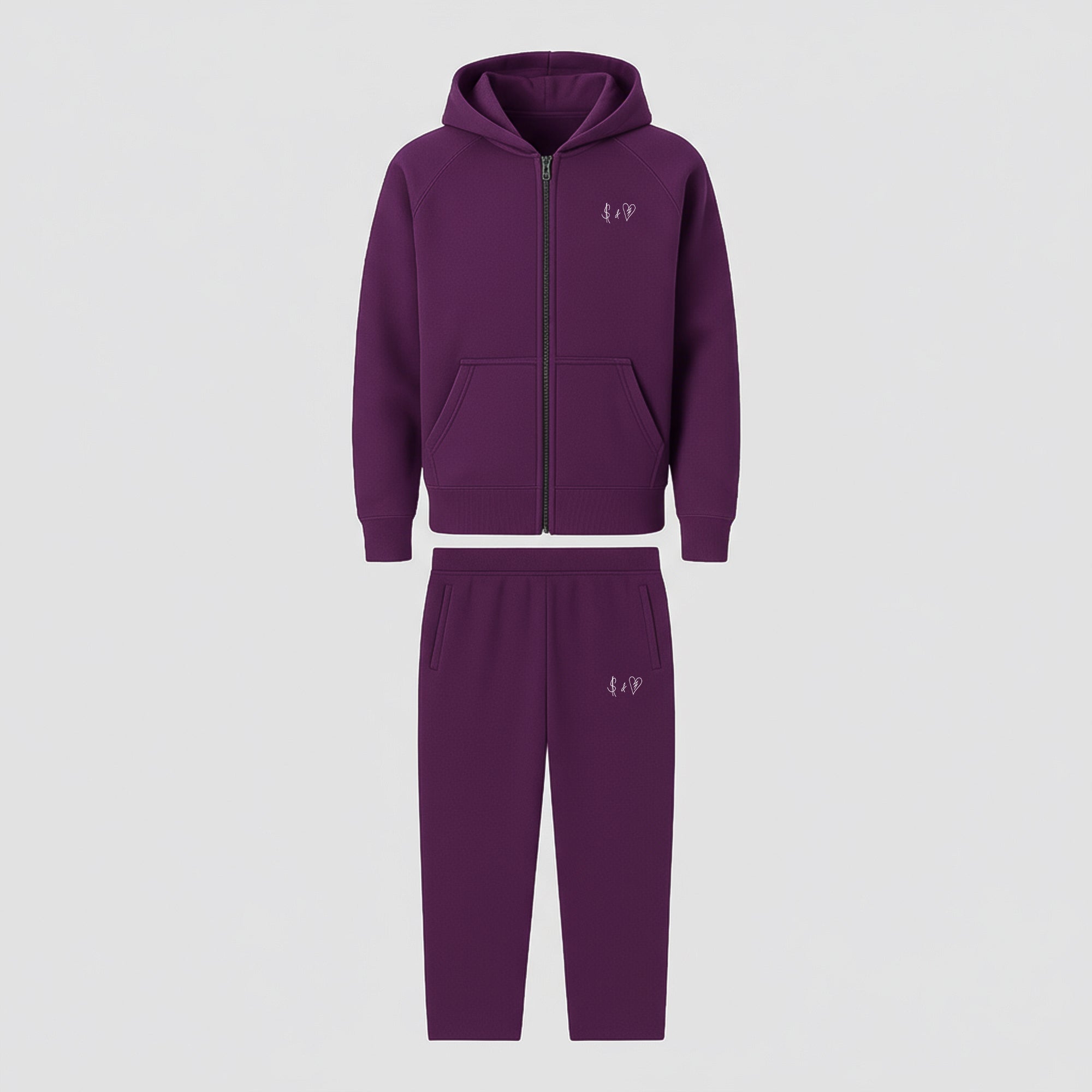 BASIC PLUM TRACKSUIT WITH ZIP-HOODIE