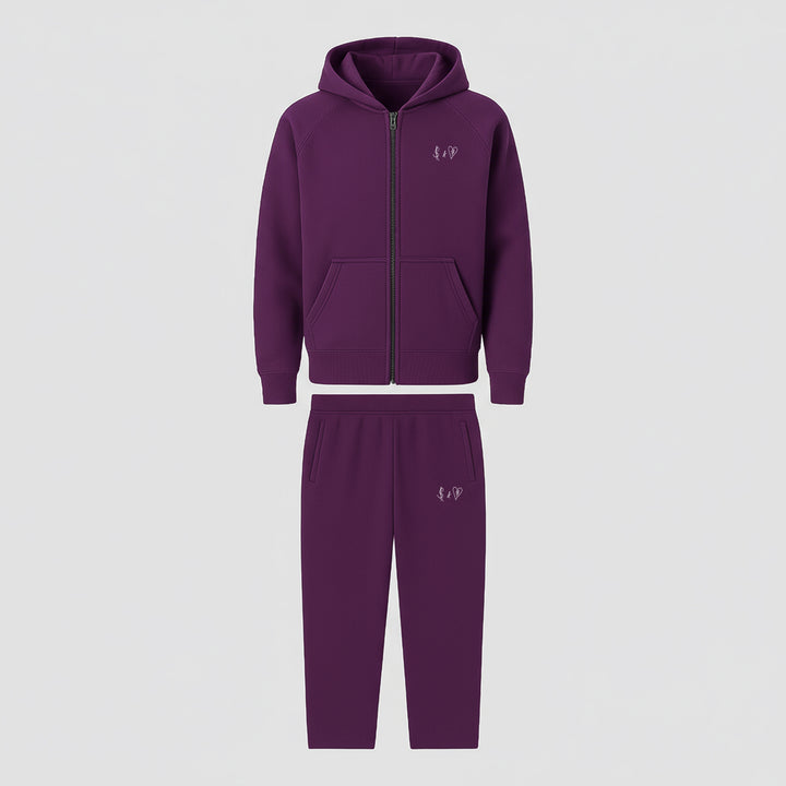 BASIC PLUM TRACKSUIT WITH ZIP-HOODIE