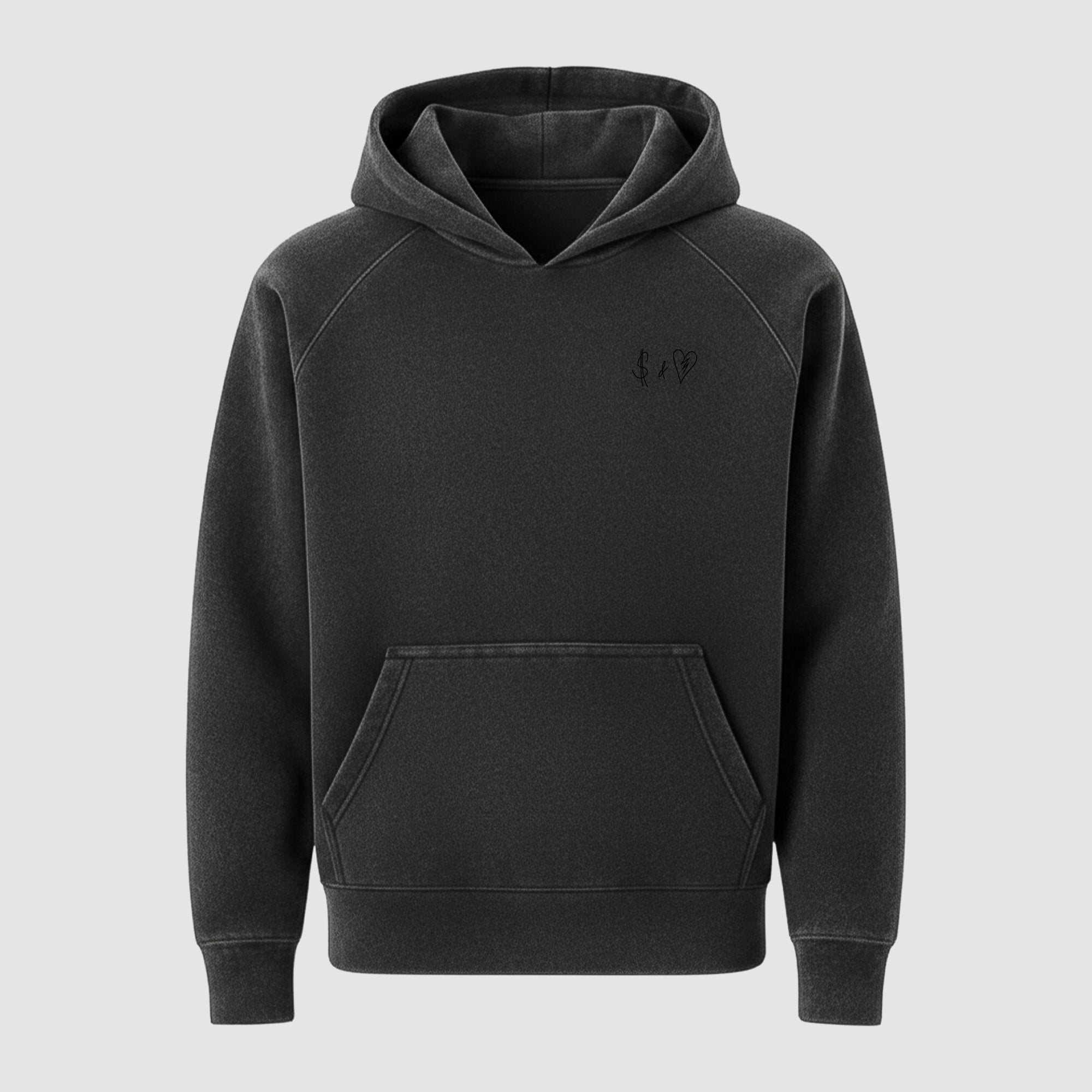 Basic Washed Black Hoodie