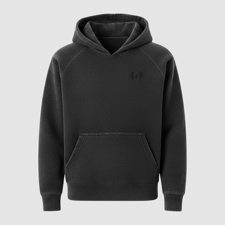 Basic Washed Black Hoodie