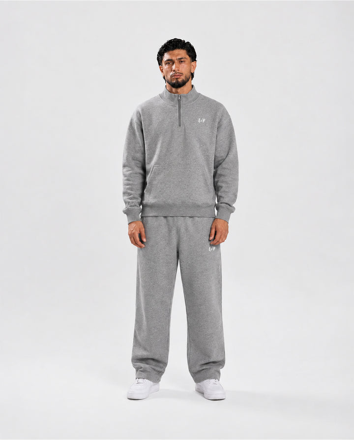 BASIC DARK GREY 1/4 ZIP-HOODIE