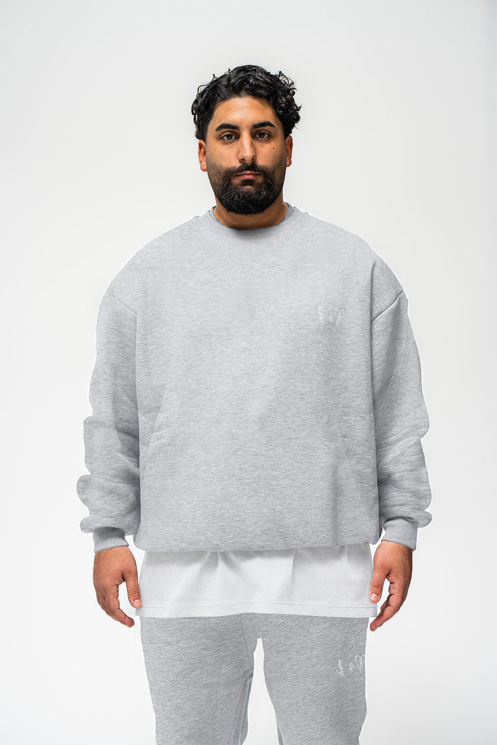 Basic Sweater Grey Melange Logo