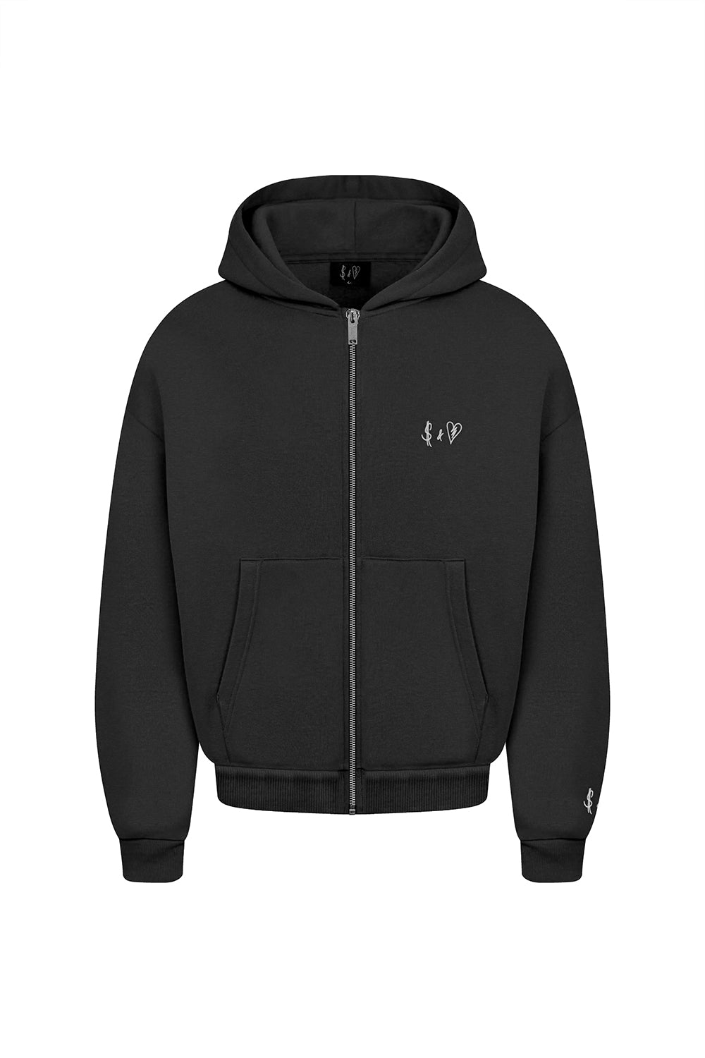 Basic Zip-Hoodie Dark Grey Logo