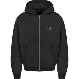 Basic Zip-Hoodie Dark Grey Logo