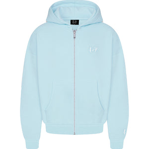 Basic Zip-Hoodie Baby Blue Logo