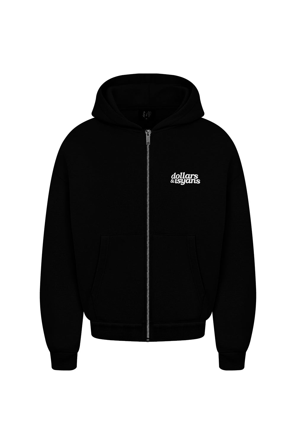 Basic Zip-Hoodie Black Font