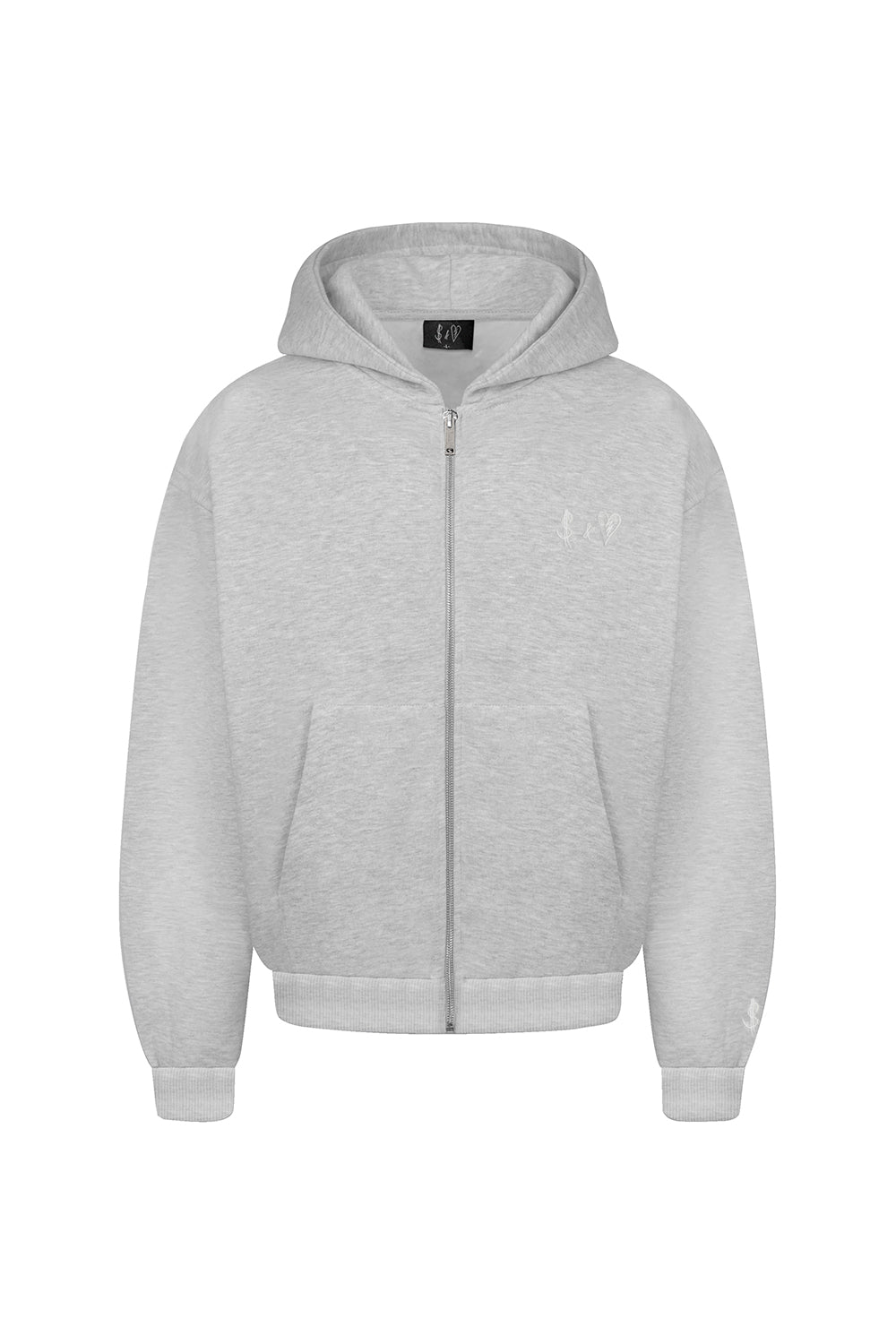 Basic Zip-Hoodie Grey Melange Logo