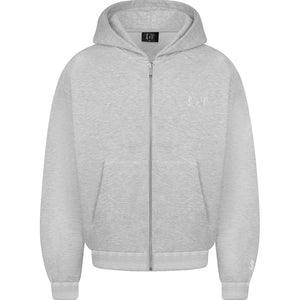 Basic Zip-Hoodie Grey Melange Logo