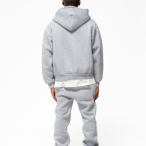 Basic Zip-Hoodie Grey Melange Logo