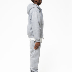 Basic Zip-Hoodie Grey Melange Logo