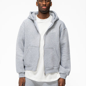 Basic Zip-Hoodie Grey Melange Logo