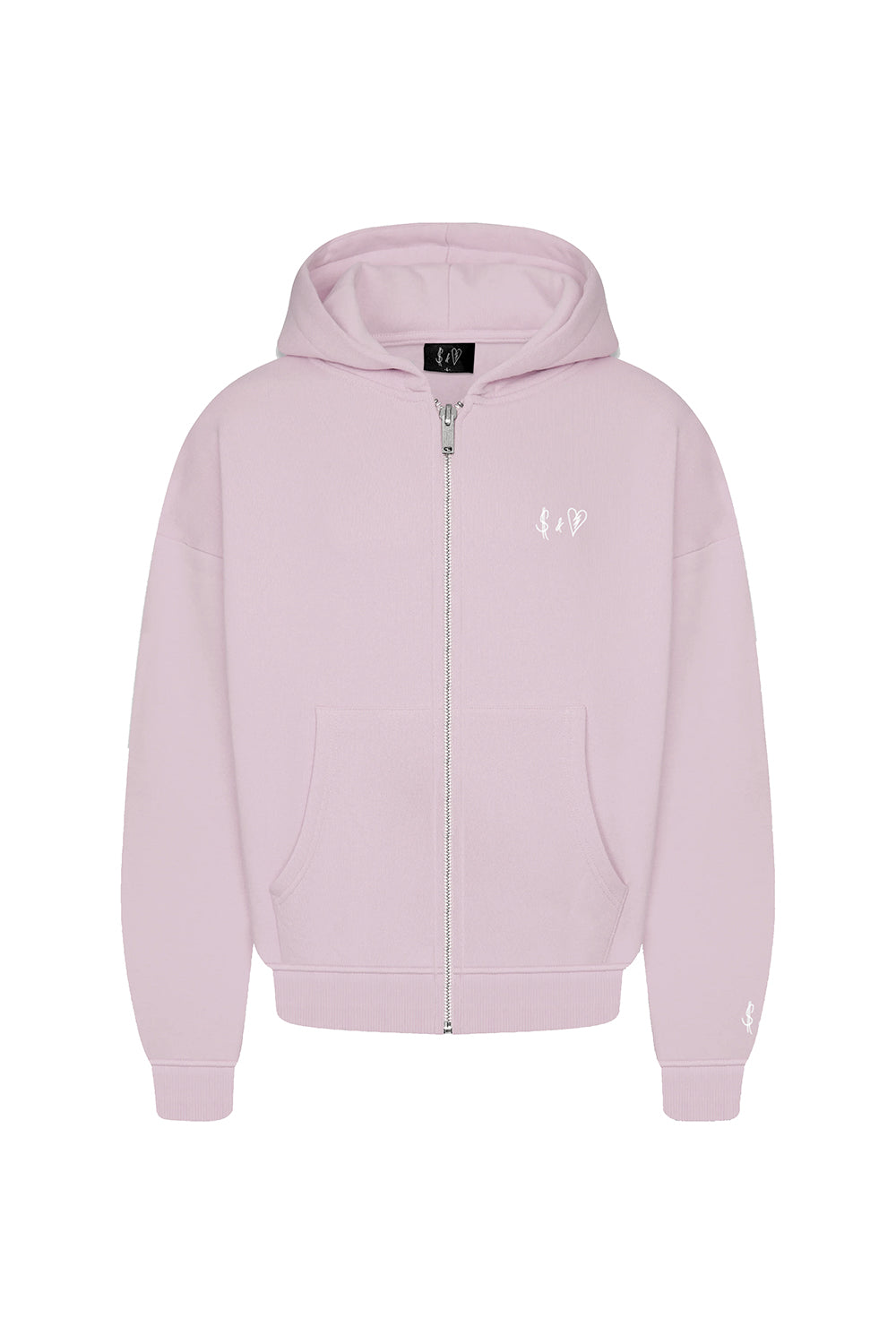 Basic Zip-Hoodie Pink Logo