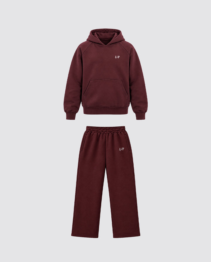 BASIC BORDEAUX TRACKSUIT WITH HOODIE