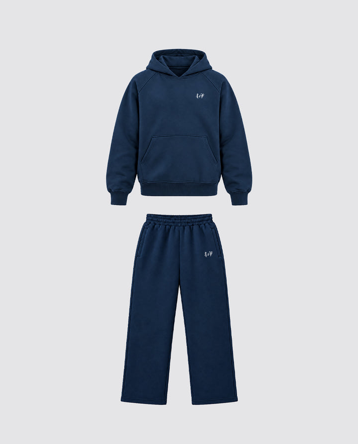 BASIC NAVY BLUE TRACKSUIT WITH HOODIE
