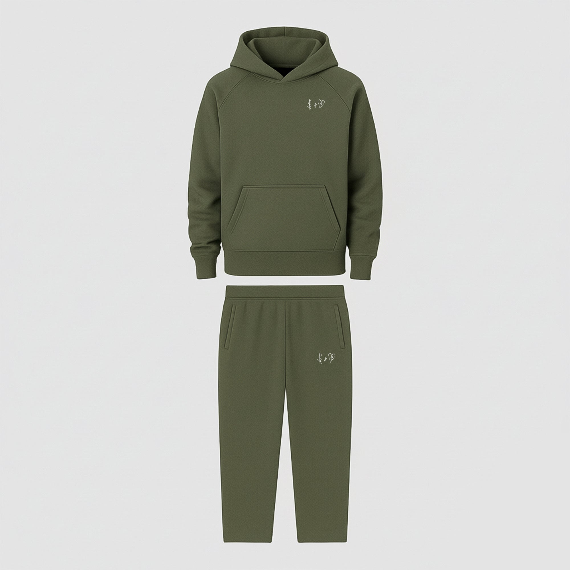 BASIC OLIVE GREEN TRACKSUIT WITH HOODIE