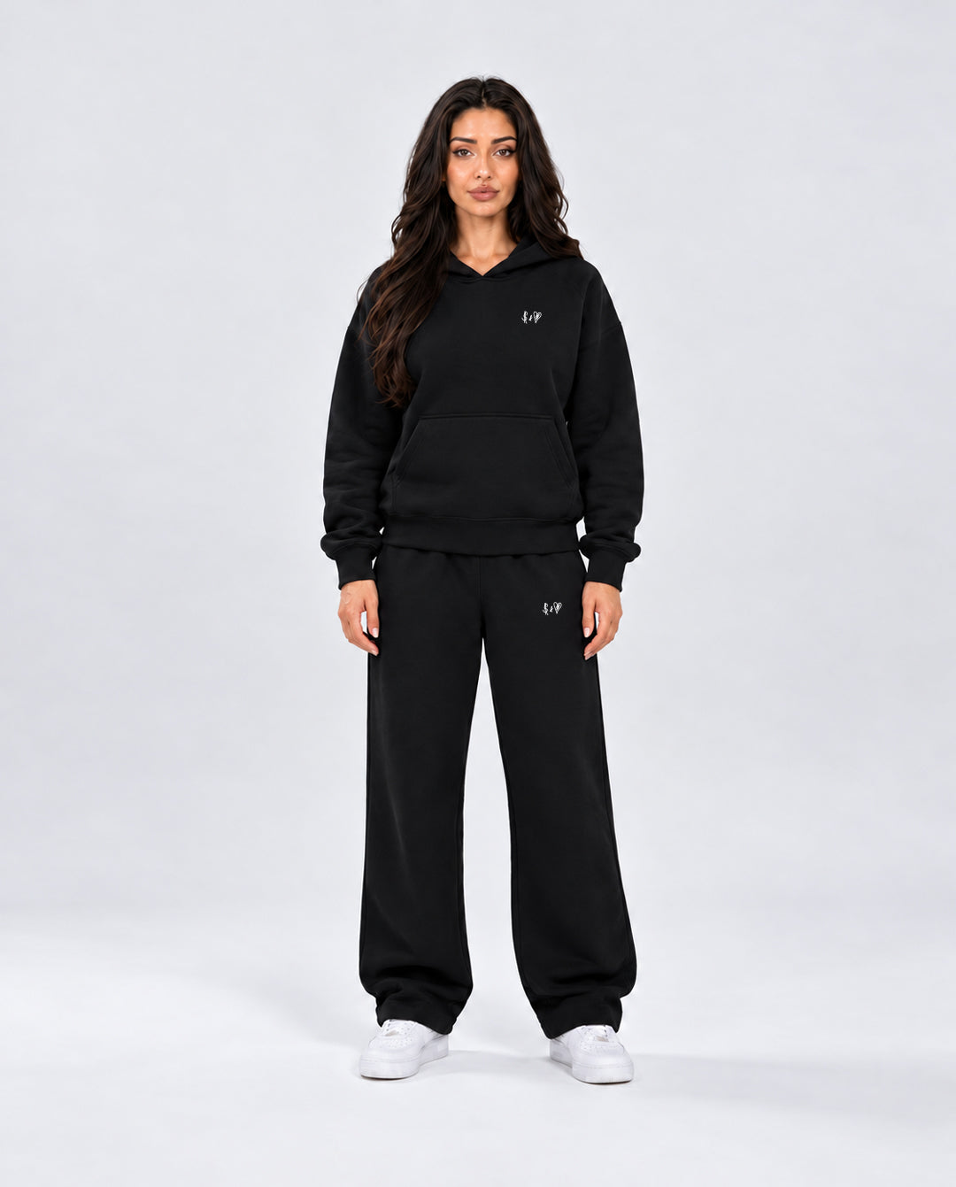 BASIC BLACK TRACKSUIT WITH HOODIE