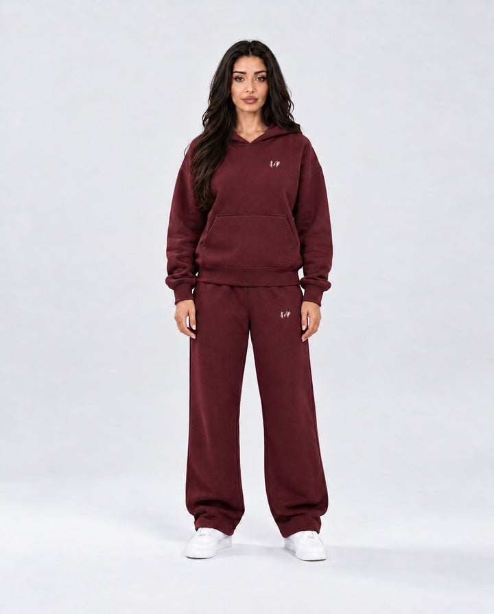 BASIC BORDEAUX TRACKSUIT WITH HOODIE