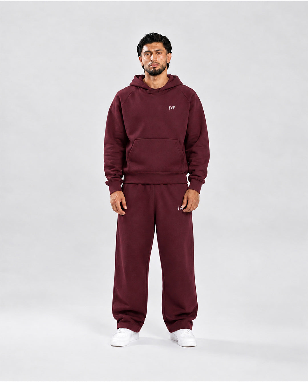 BASIC BORDEAUX TRACKSUIT WITH HOODIE