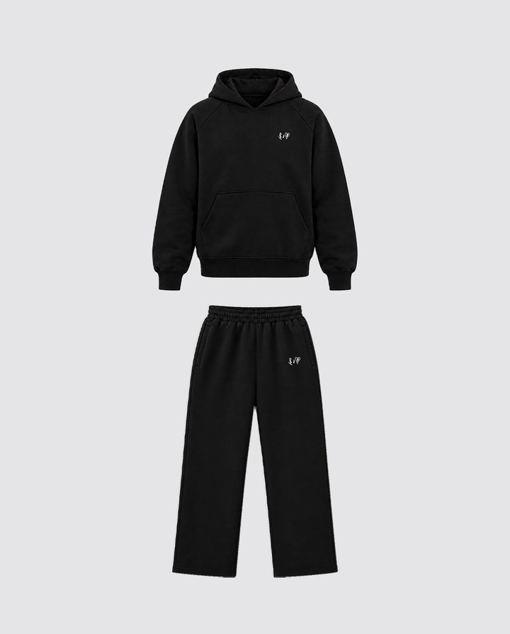 BASIC BLACK TRACKSUIT WITH HOODIE