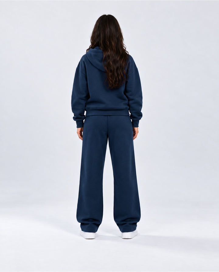 BASIC NAVY BLUE TRACKSUIT WITH ZIP-HOODIE