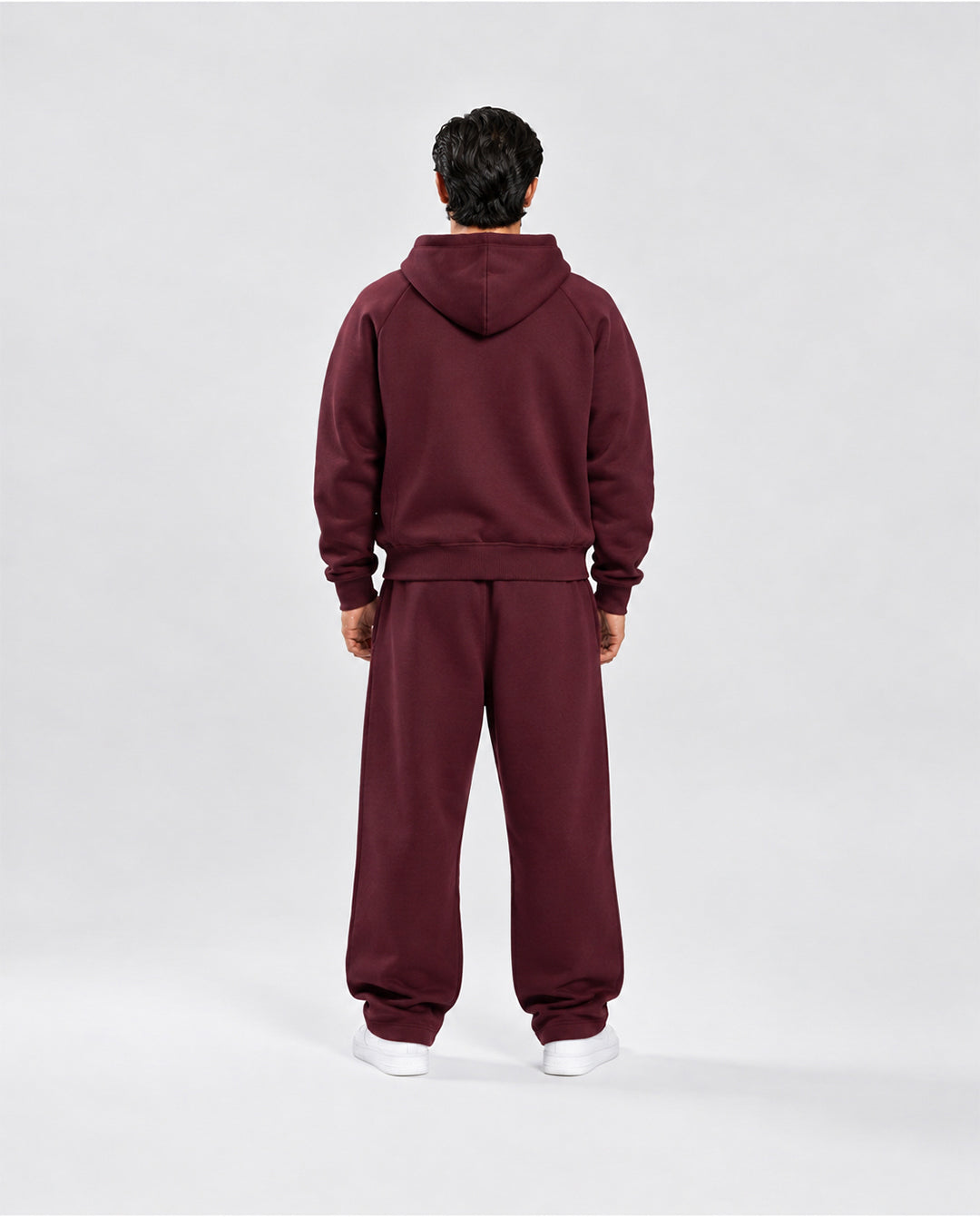 BASIC BORDEAUX TRACKSUIT WITH ZIP-HOODIE