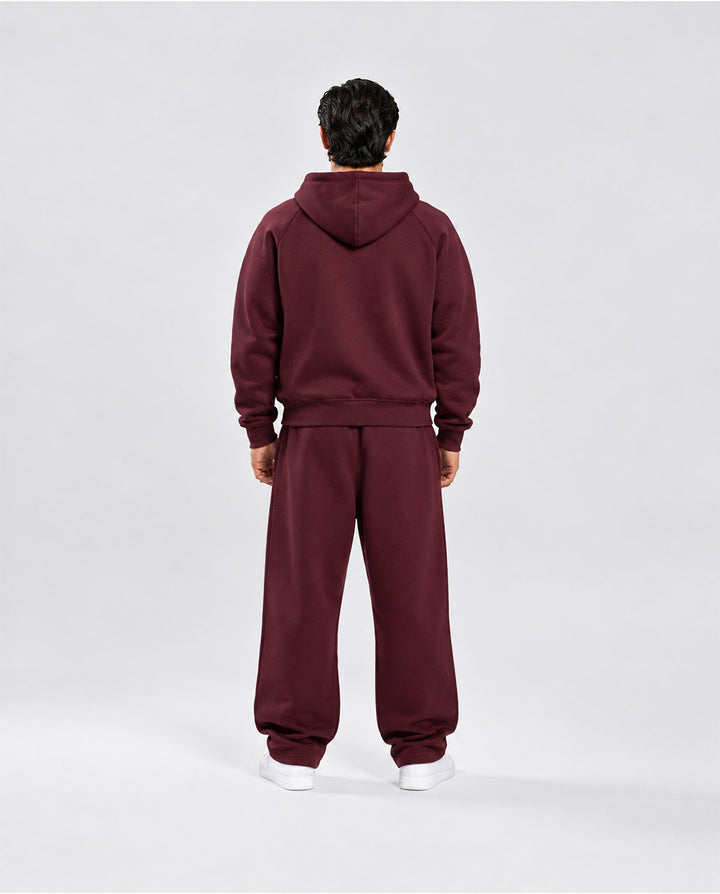 BASIC BORDEAUX TRACKSUIT WITH ZIP-HOODIE