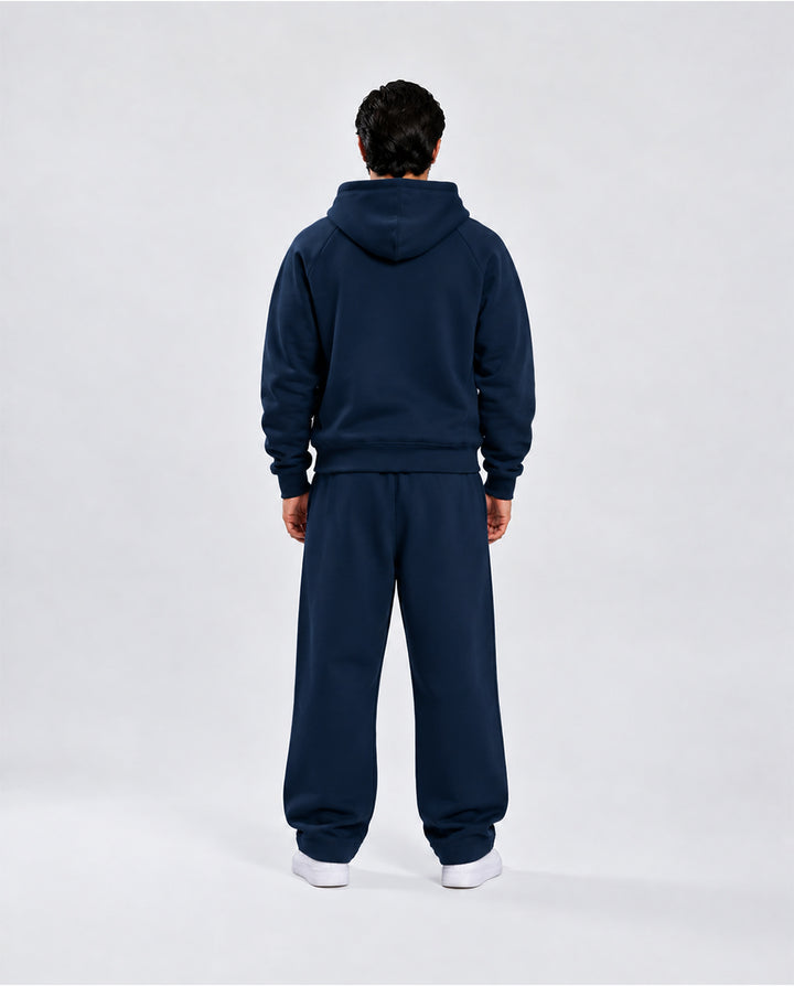 BASIC NAVY BLUE TRACKSUIT WITH ZIP-HOODIE