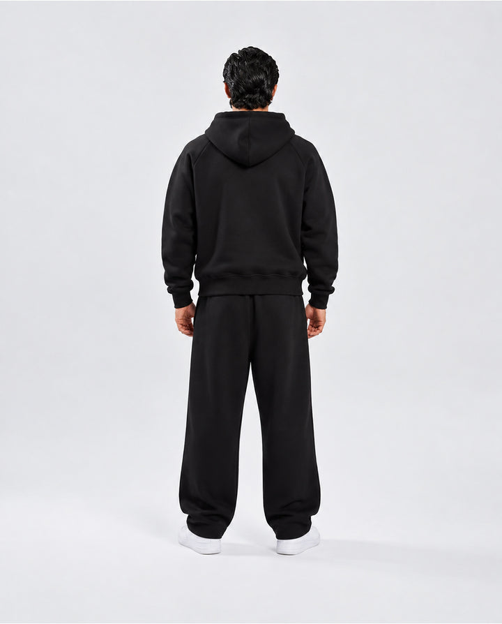 BASIC BLACK TRACKSUIT WITH HOODIE