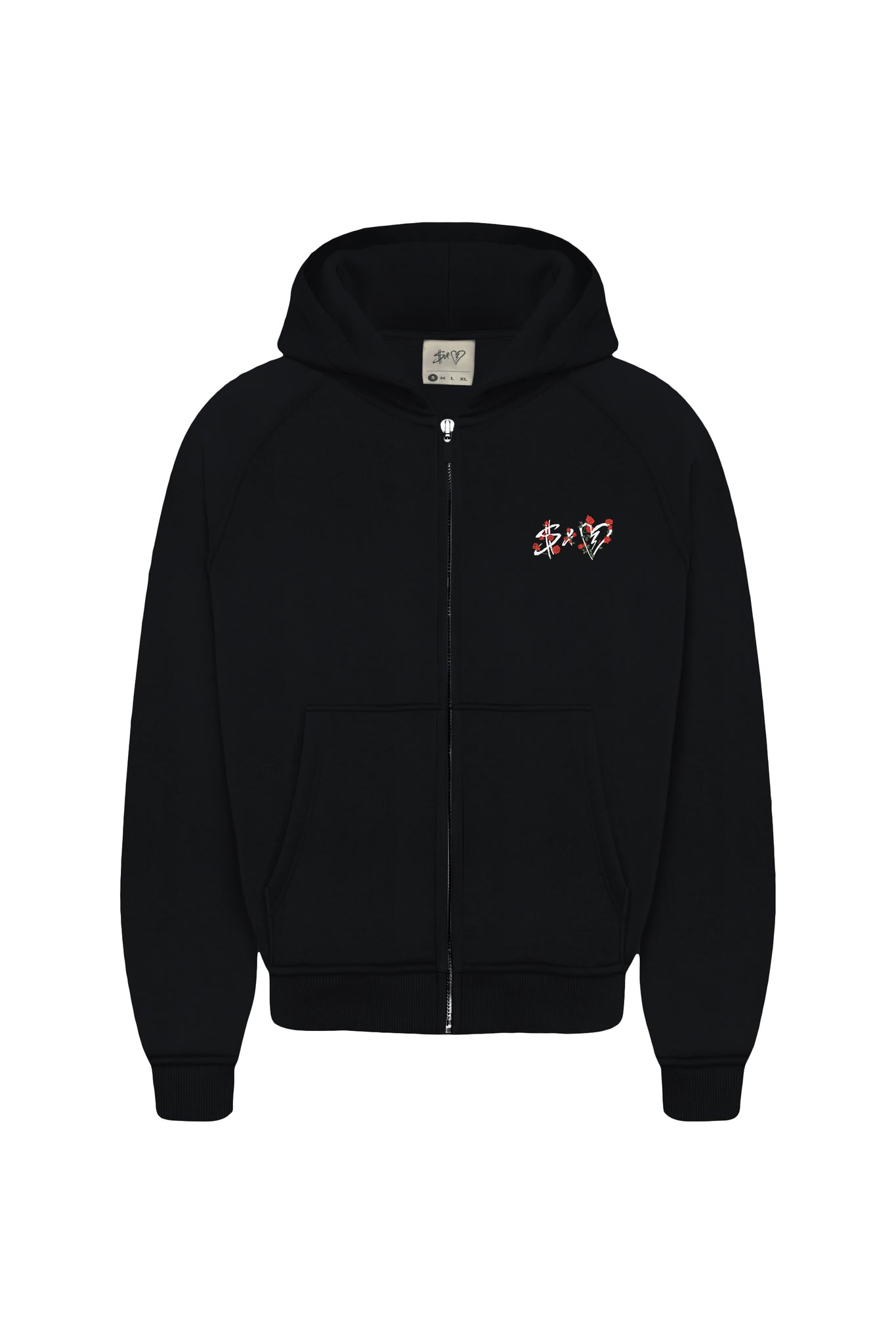 Small Rose Zip-Hoodie Black