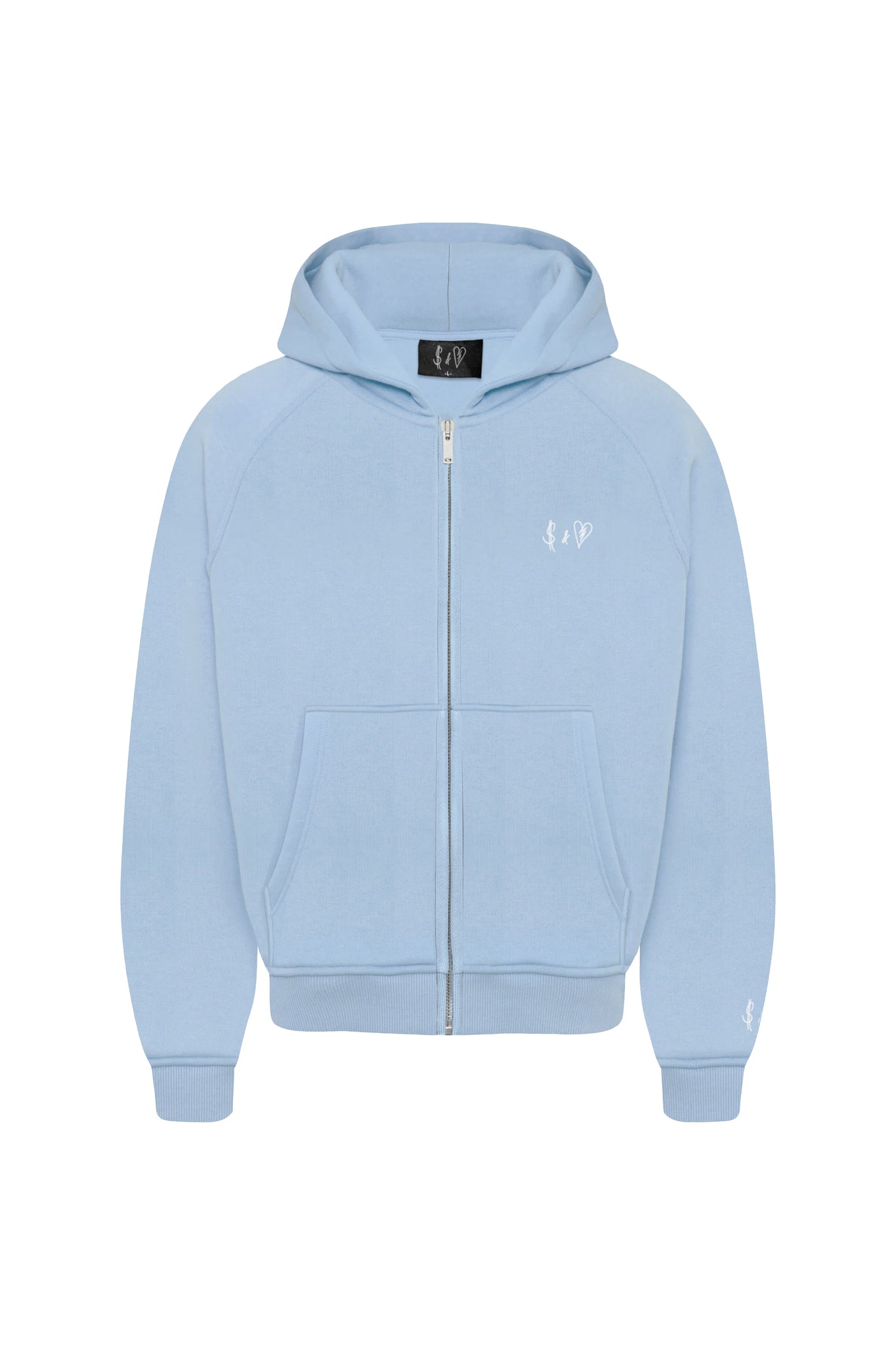 Basic Zip-Hoodie Baby Blue