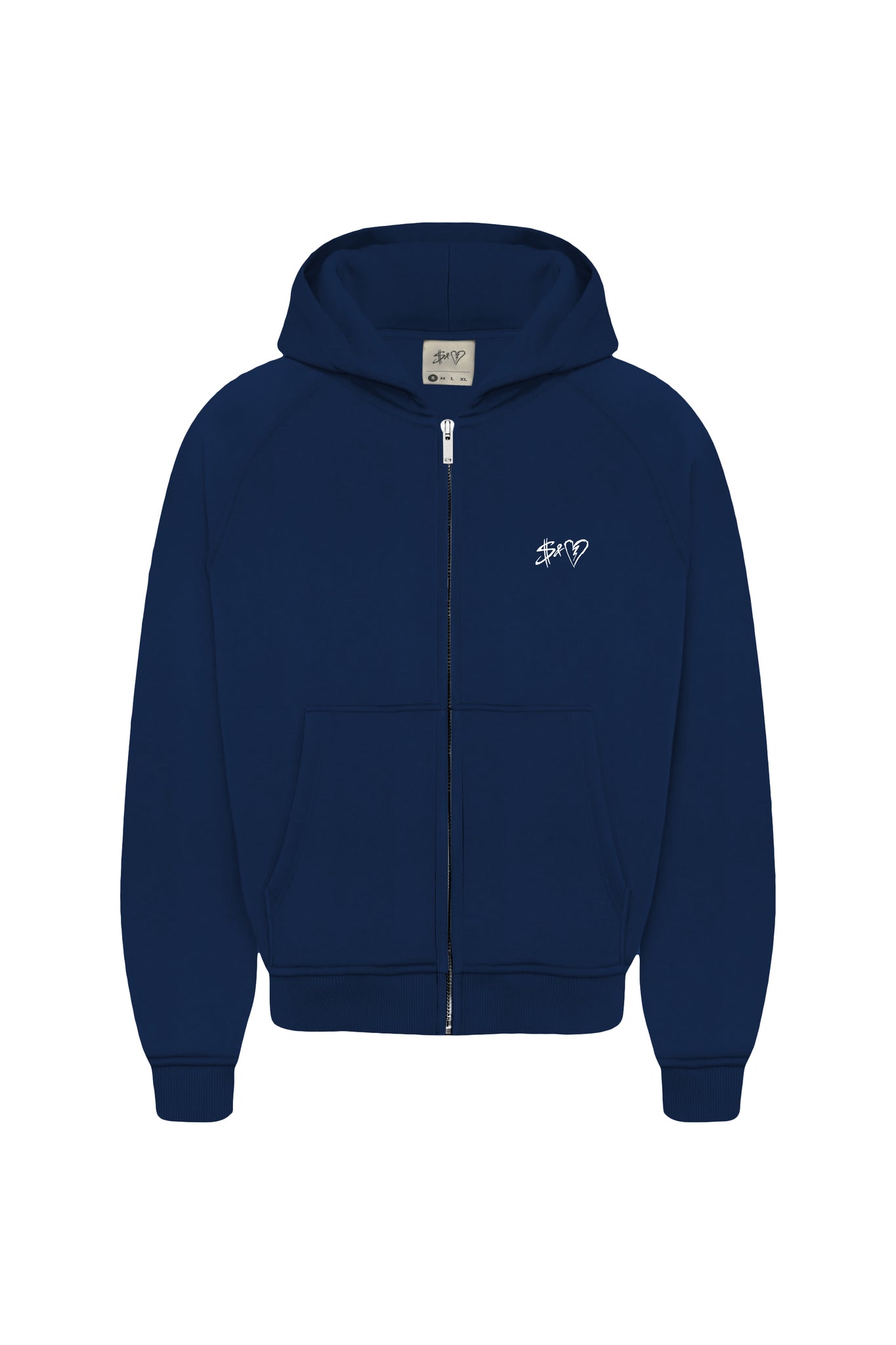 Basic Logo Zip-Hoodie Navy Blue