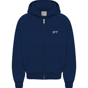 Basic Logo Zip-Hoodie Navy Blue